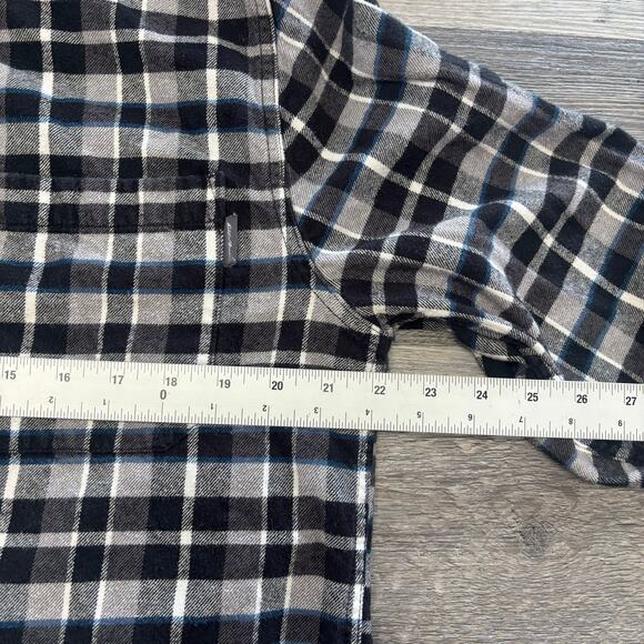 Eddie Bauer Black White Tartan Plaid Mens L Long‎ Sleeve Button Up Flannel Shirt - Picture 7 of 9
